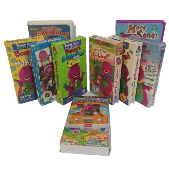 Barney VHS Tapes Set Of 9 Barneys Adventure Bus Barneys Alphabet Zoo And More